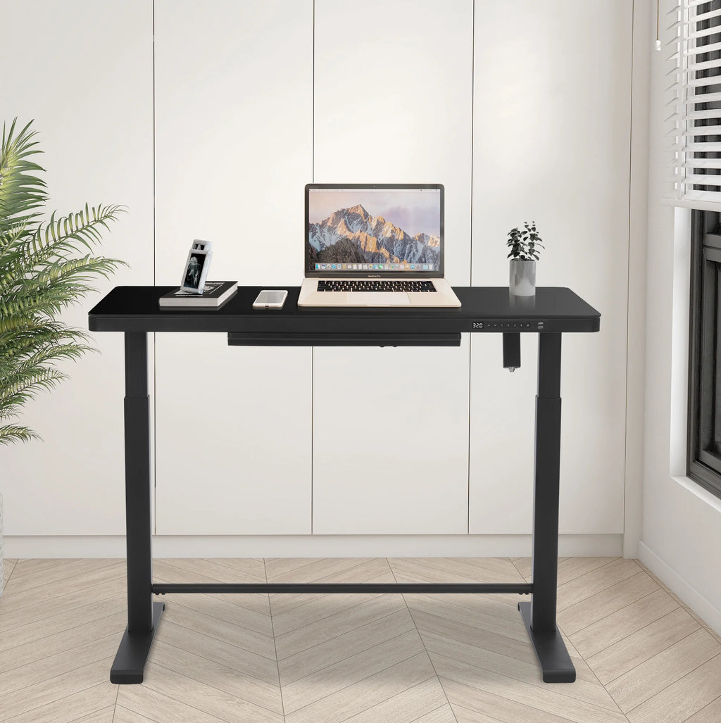 Black Glass Adjustable Height Electric Standing Desk C768672
