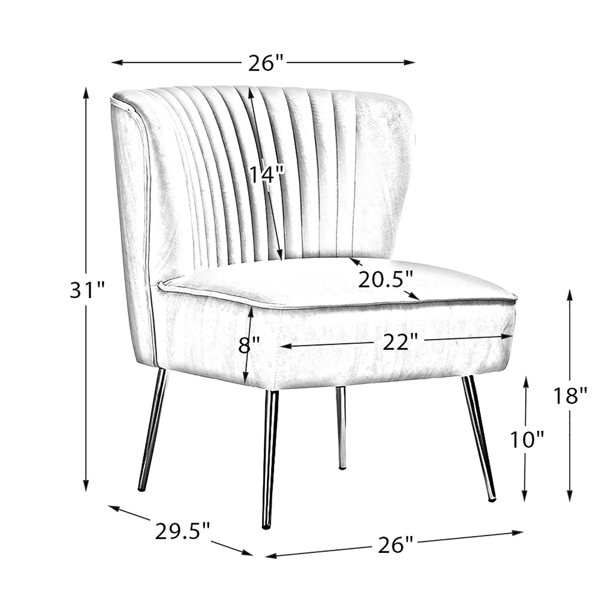 Teal Velvet Armless Accent Chair F246