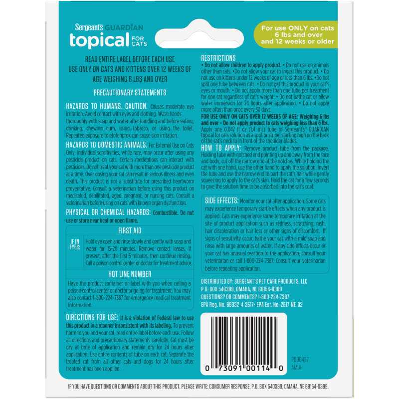Flea and Tick Topical for Cats U5781