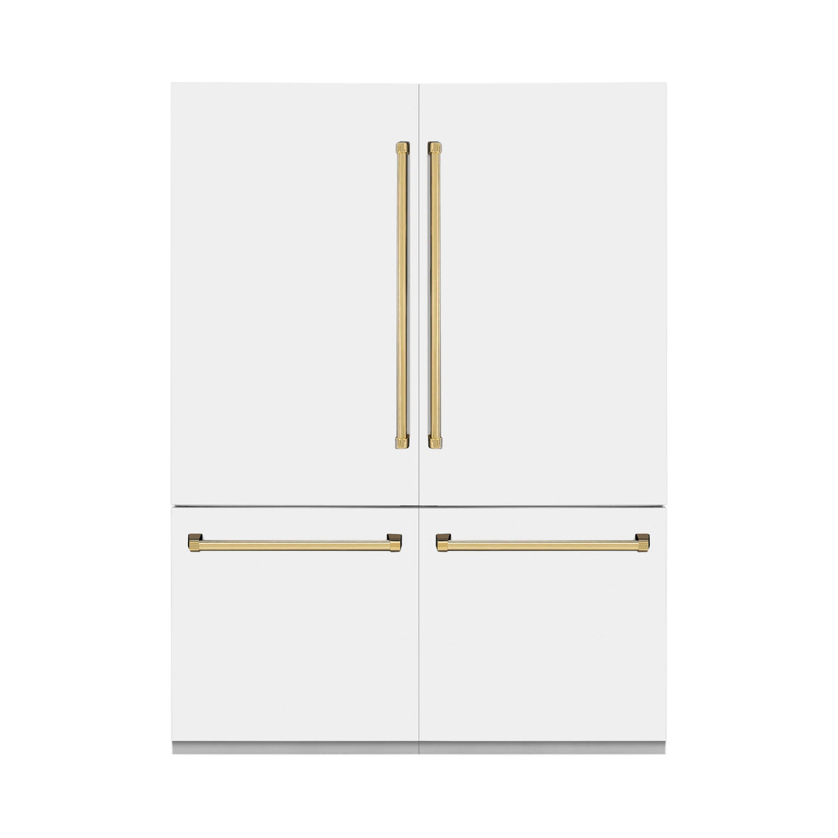 60 In. Built-In Refrigerator with Internal Water and Ice Dispenser in White Matte with Gold Accents R505