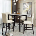 5 Pieces Counter Height Faux Marble Dining Set with 4 Upholstered Chairs O961409