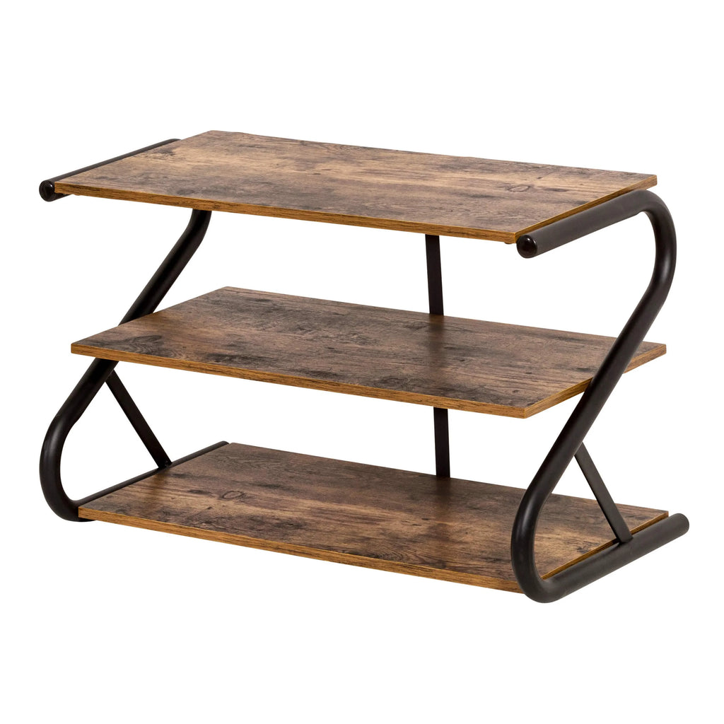 3-Shelf Wooden Shoe Rack with Matte Black Metal X7564