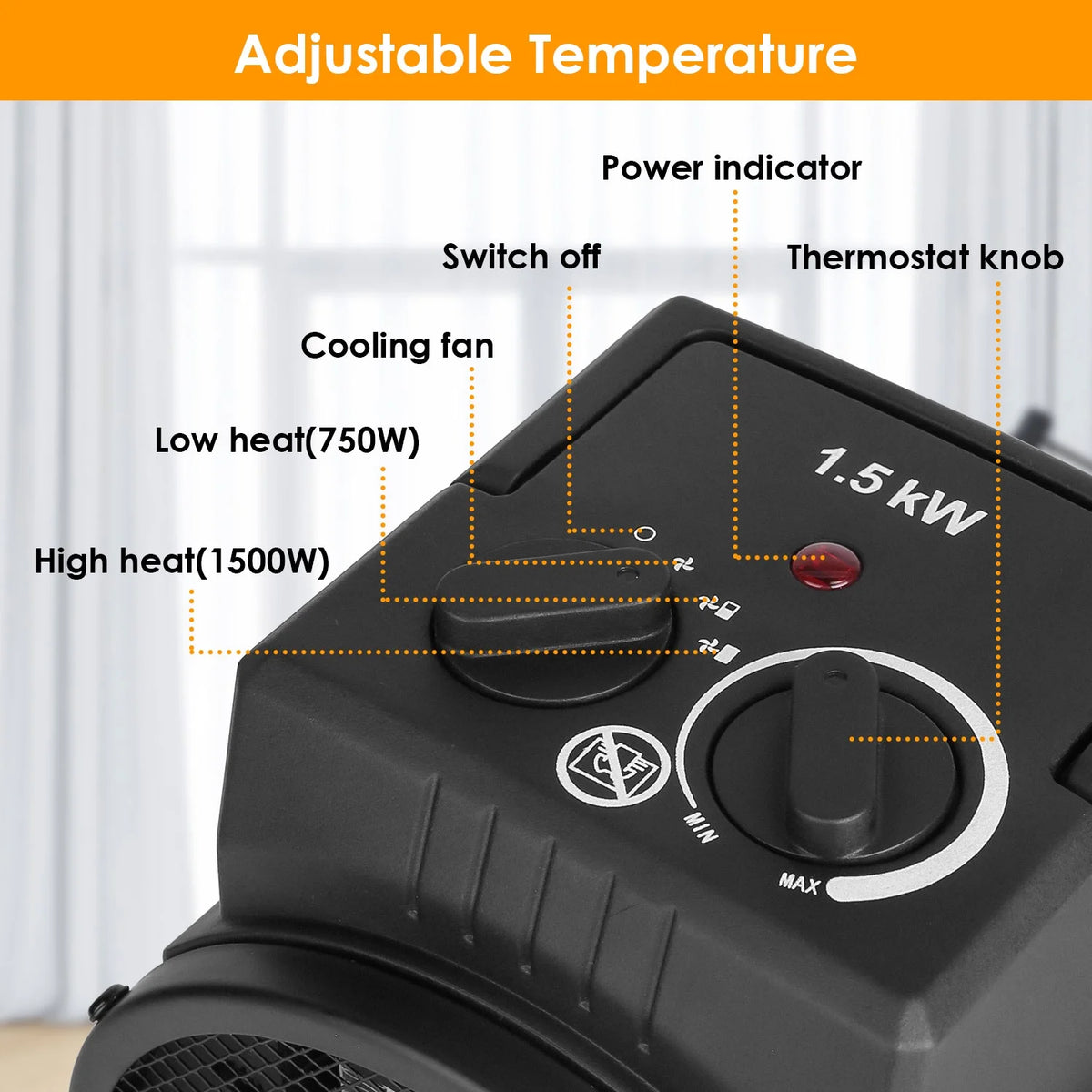 1500W PTC Electric Space Heater E6822
