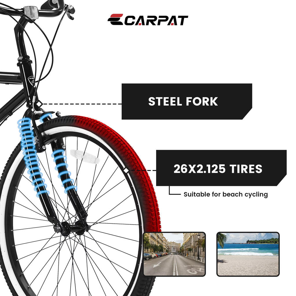 26 inch 7 Speed Black Cruiser Bike V265