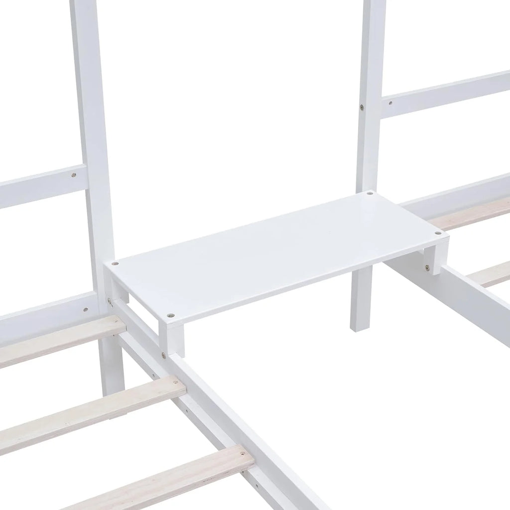 Solid Wood White Kids Bed Frame with Rails J336
