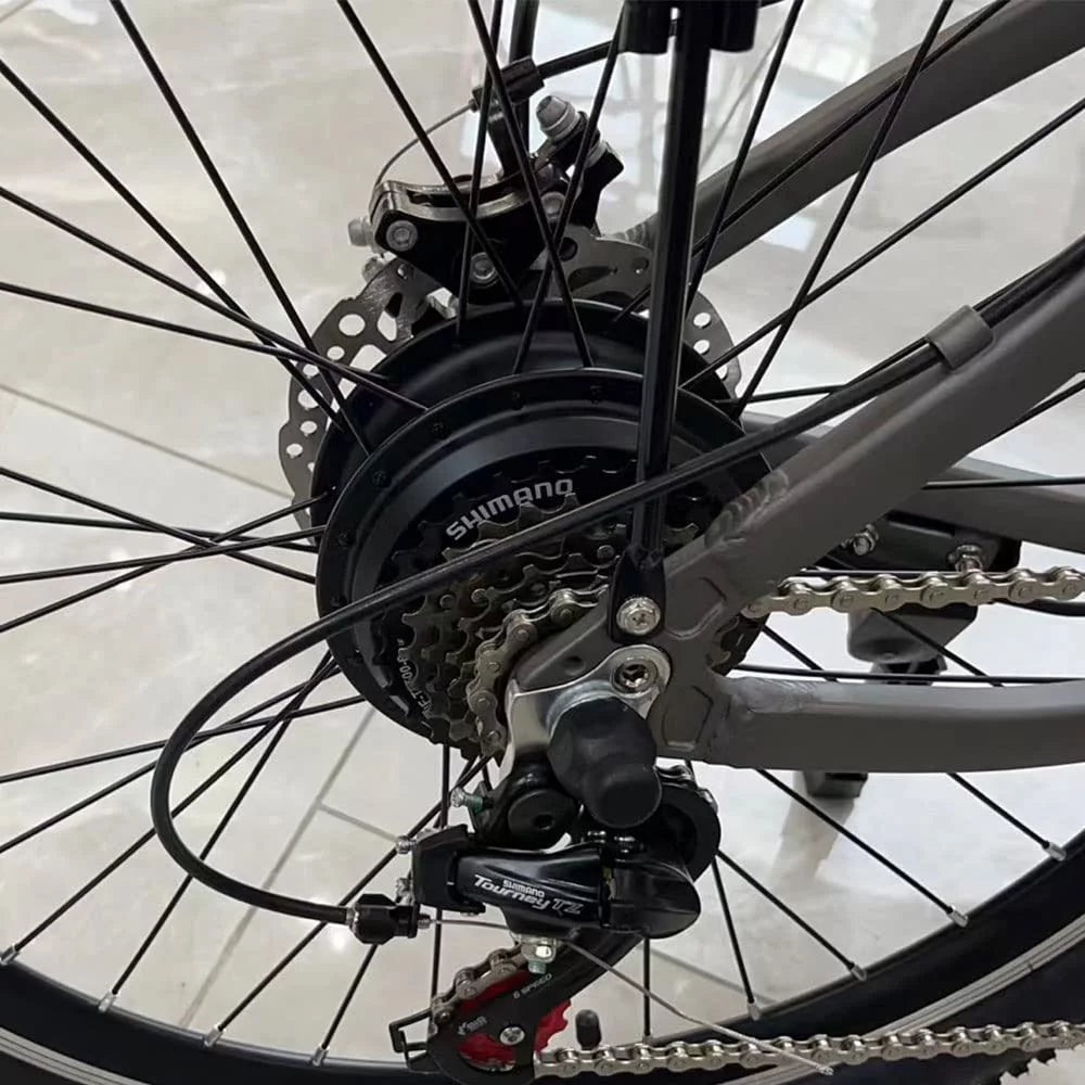 350W 26x4'' Fat Tire Electric Bike 48V 10Ah 6 Speeds Black N4385