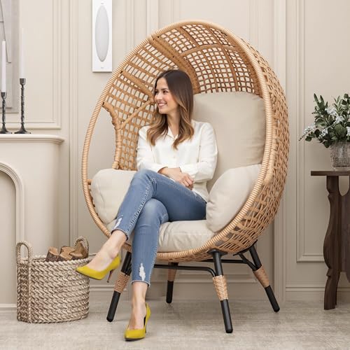 Oversized Wicker Egg Chair with Thicken Cushions B5136
