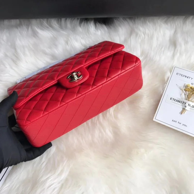 Red Medium Lambskin Leather Flap Bag U649280