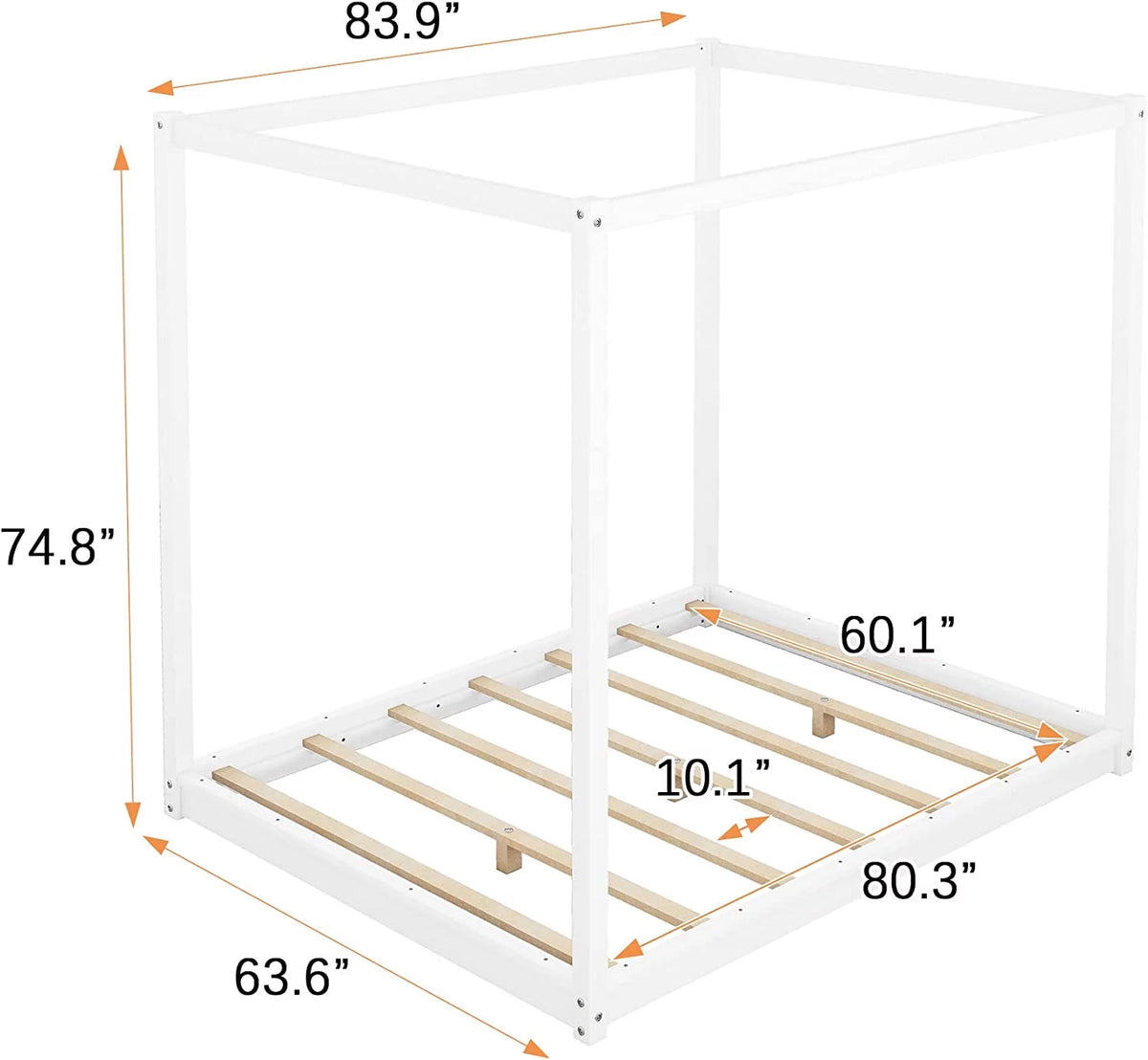 Queen Size Wooden Canopy Platform Bed Frame with Support Legs K198