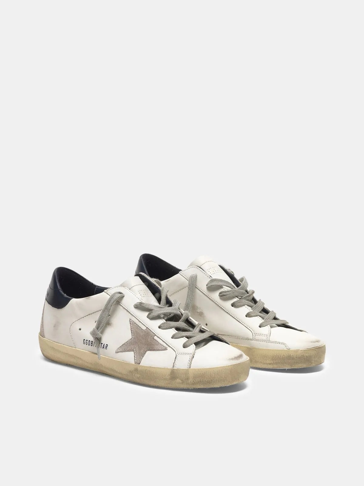 Suede Sneakers with Blue Heel Tab N466