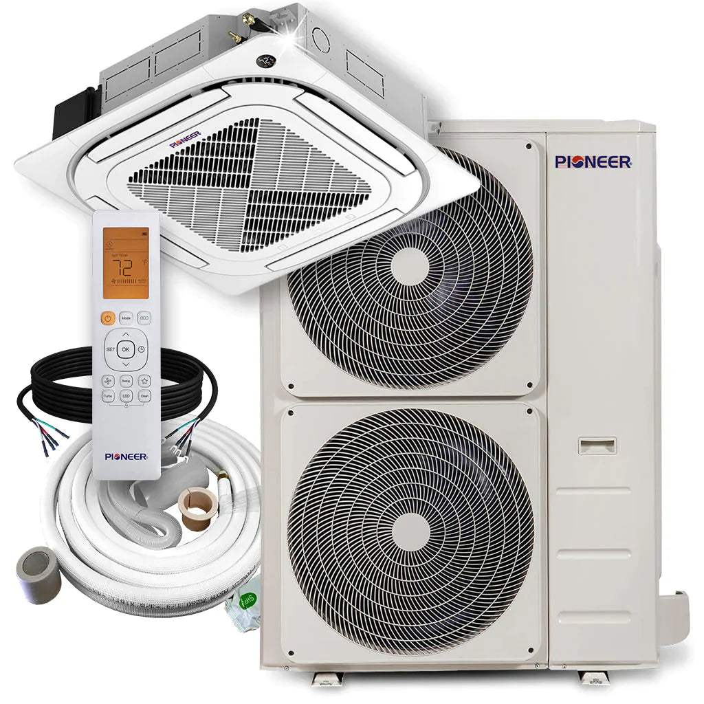 48,000 BTU 17.8 SEER 8-Way Slim Cassette Mini-Split Air Conditioner Heat Pump System B116280