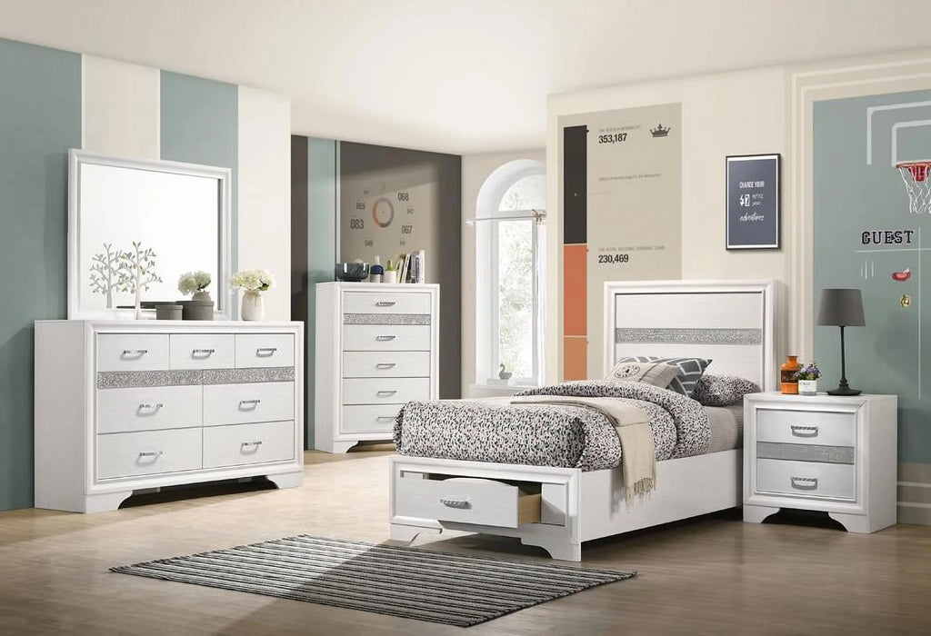 White 4-piece Twin Storage Wood Bedroom Set C13999