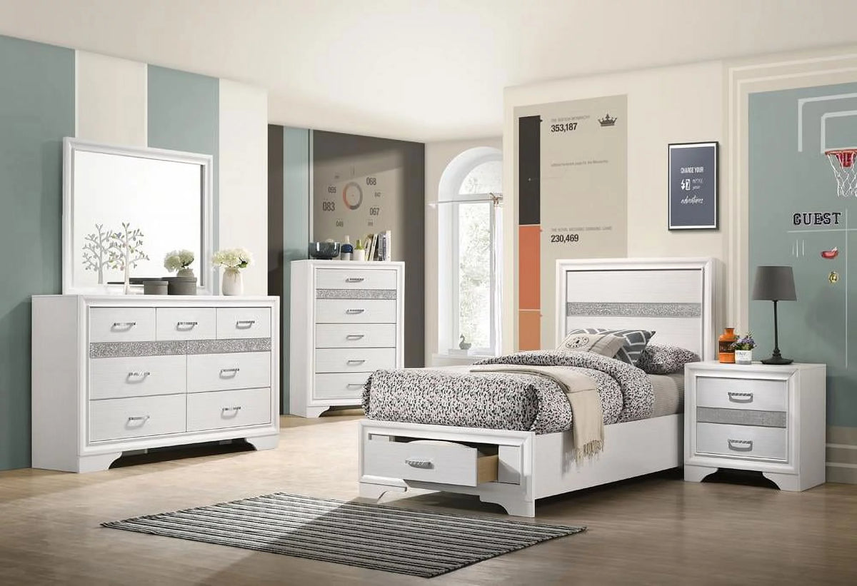 White 4-piece Twin Storage Wood Bedroom Set C13999