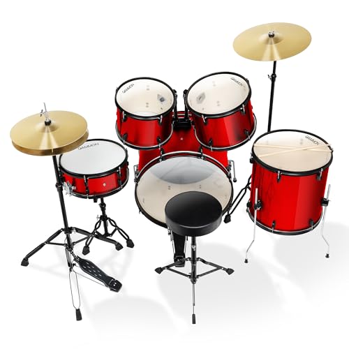 Blue 5-Piece Complete Drum Set with Cymbals, Stands, Stool, and Sticks H8772