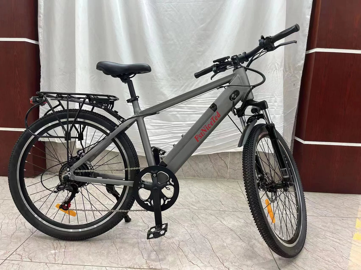 350W 26x4'' Fat Tire Electric Bike 48V 10Ah 6 Speeds Black N4385