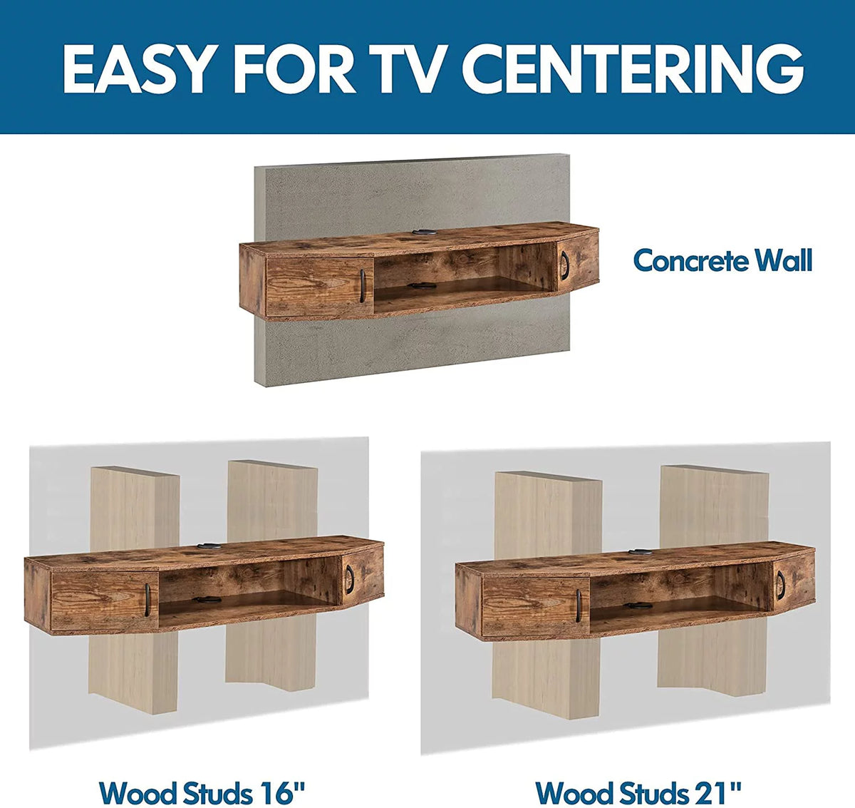 Brown Floating TV Stand with Storage P6640