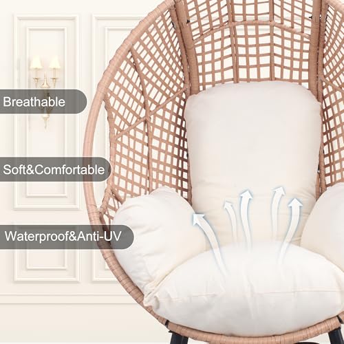 Oversized Wicker Egg Chair with Thicken Cushions B5136