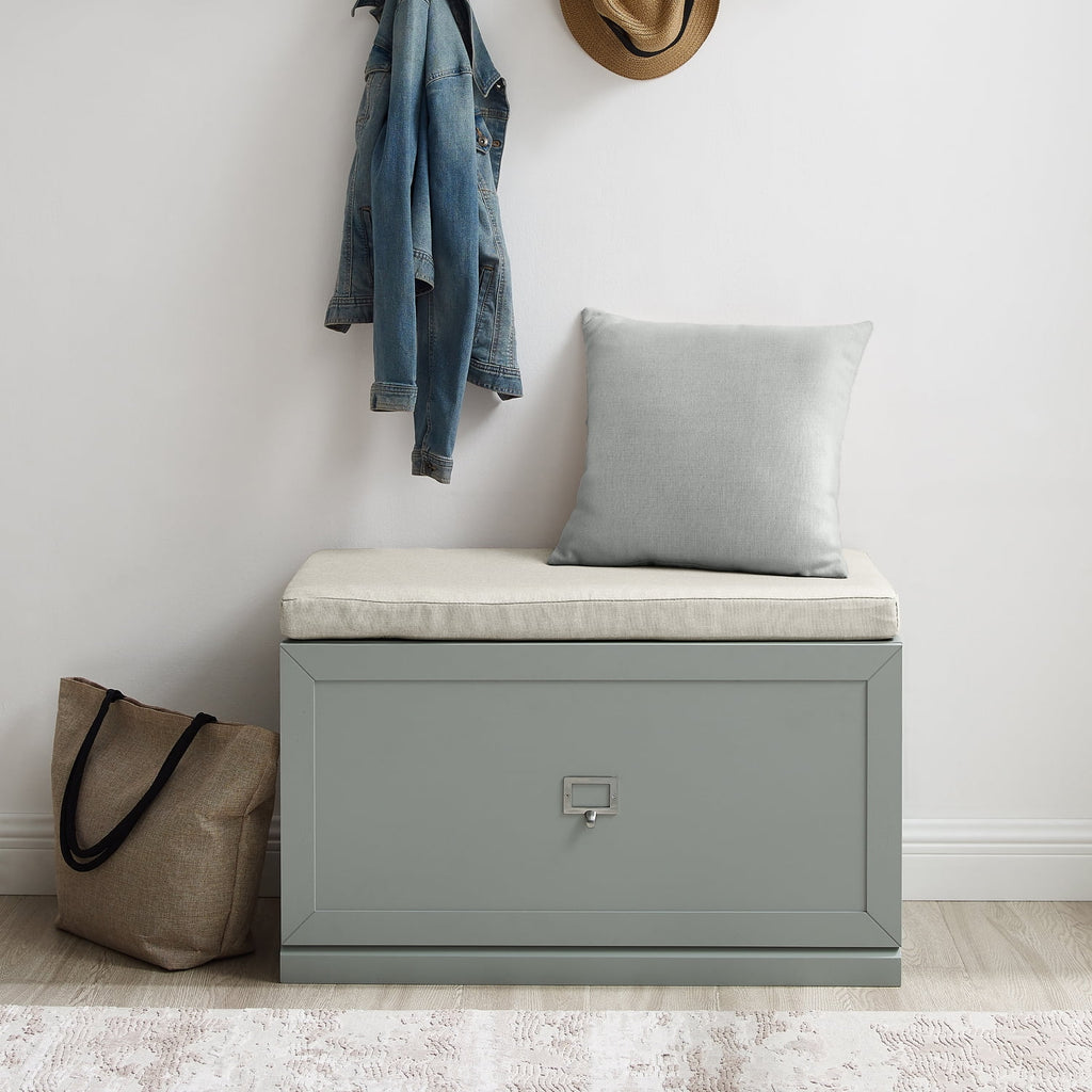 Gray and Cream Wooden Entryway Bench L27432
