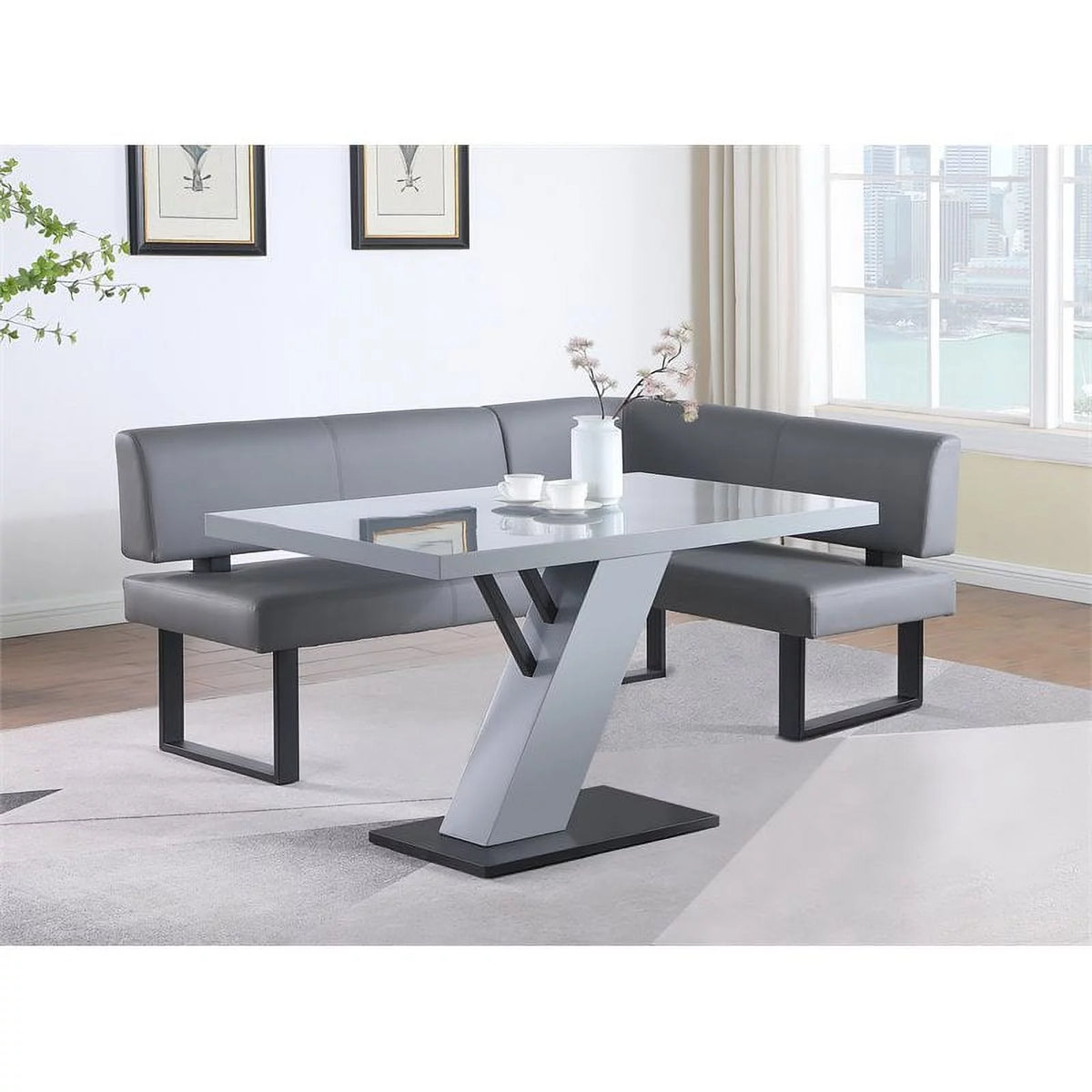 51.2" Steel and Wood Pedestal Dining Table L508622