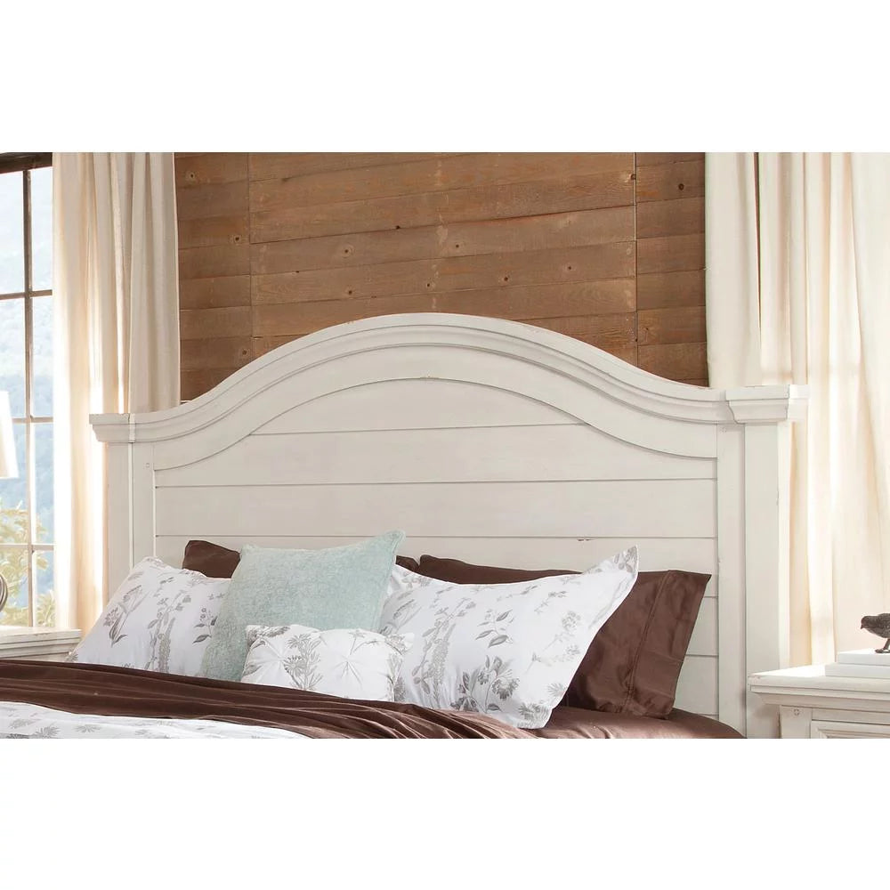 Antiqued White Wood King Panel Headboard U593