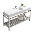 60 in. Single Sink Stainless Steel Console with Acrylic Sink I43407