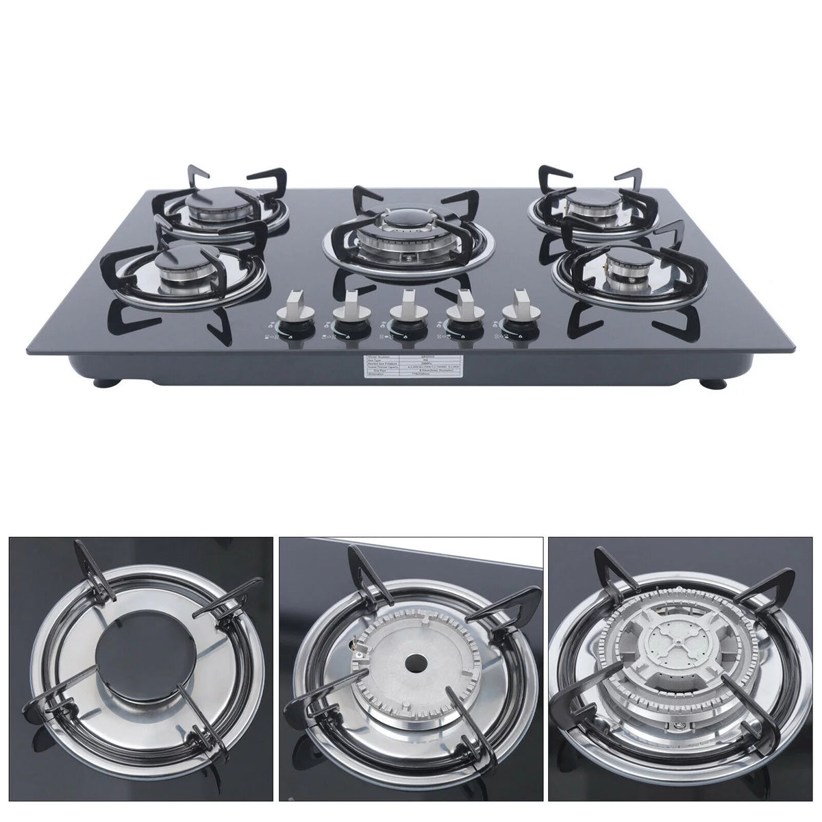 30 Built in Tempered Glass 5 Burners Gas Cooktop C8793