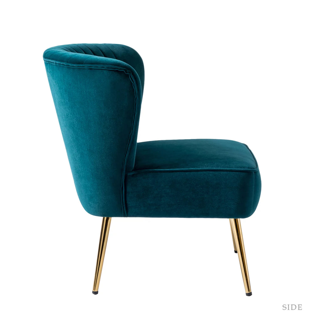 Teal Velvet Armless Accent Chair F246
