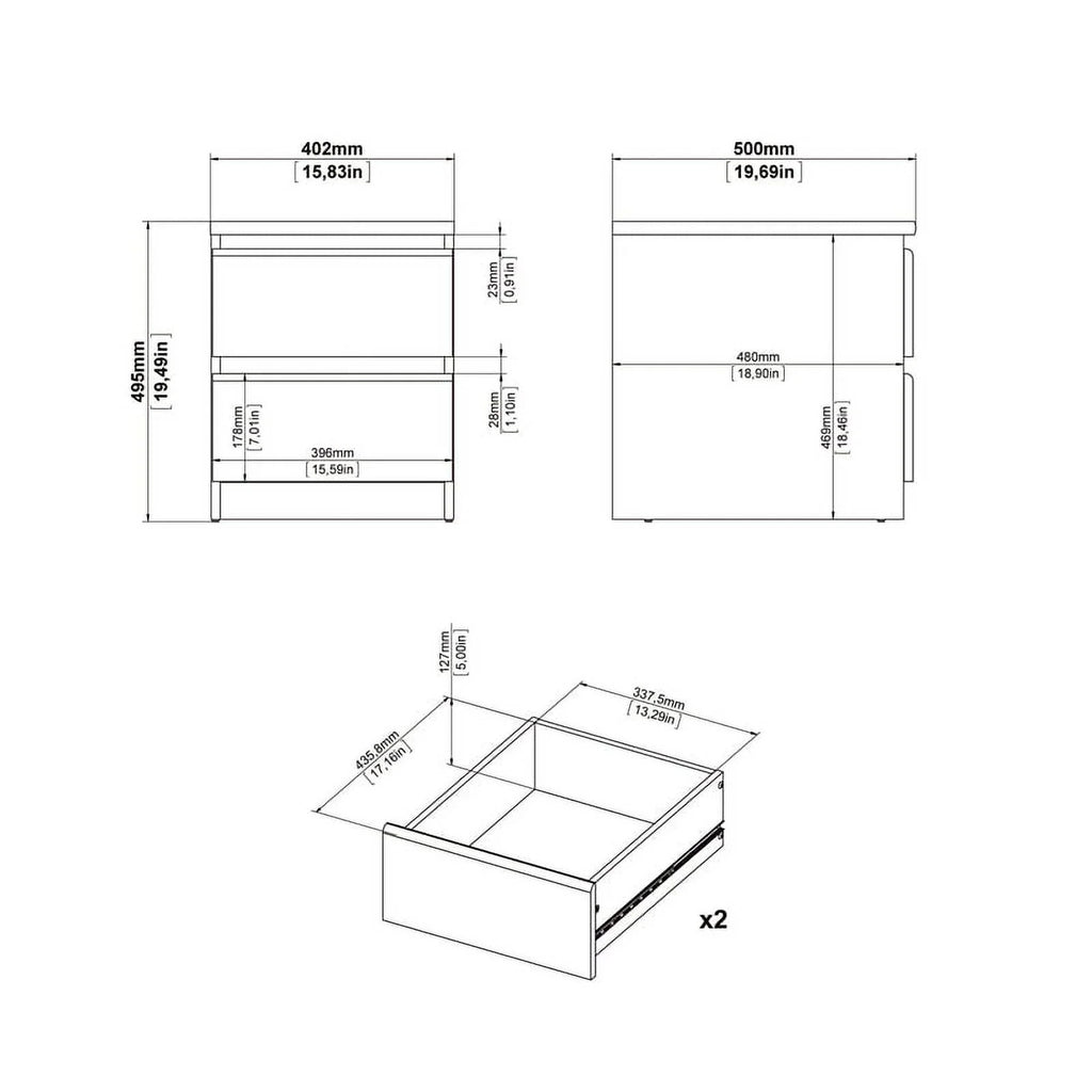 2 Piece Bedroom Set with 2 Two Drawer Nightstands A468647