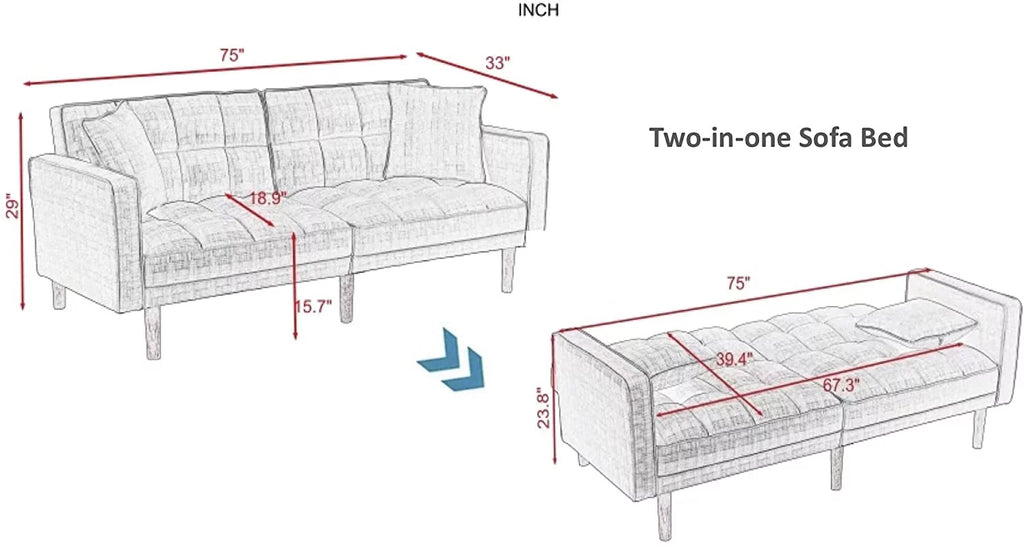 Convertible Sleeper Futon Sofa Bed P5448