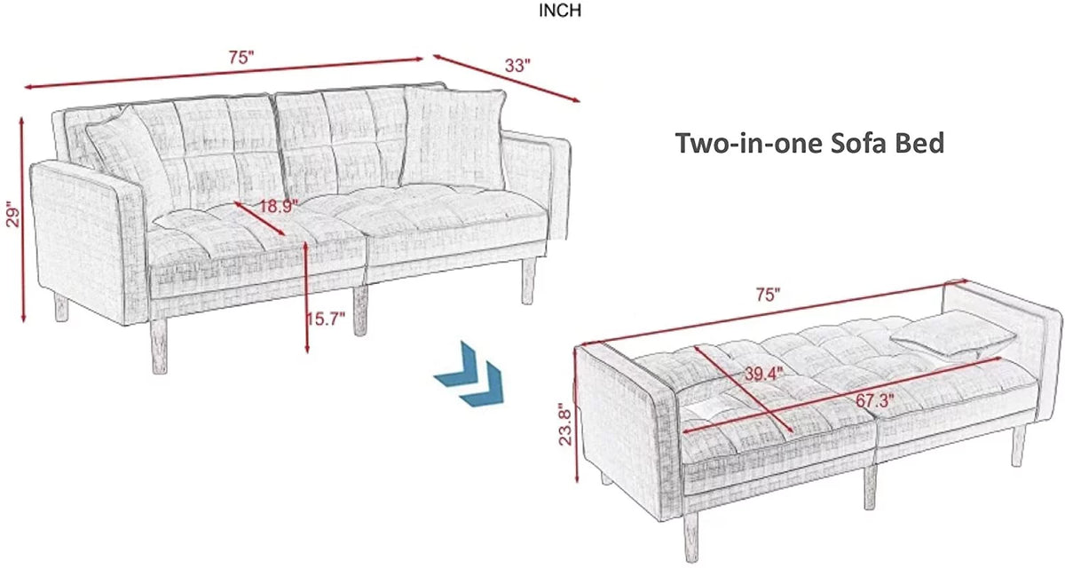 Convertible Sleeper Futon Sofa Bed P5448