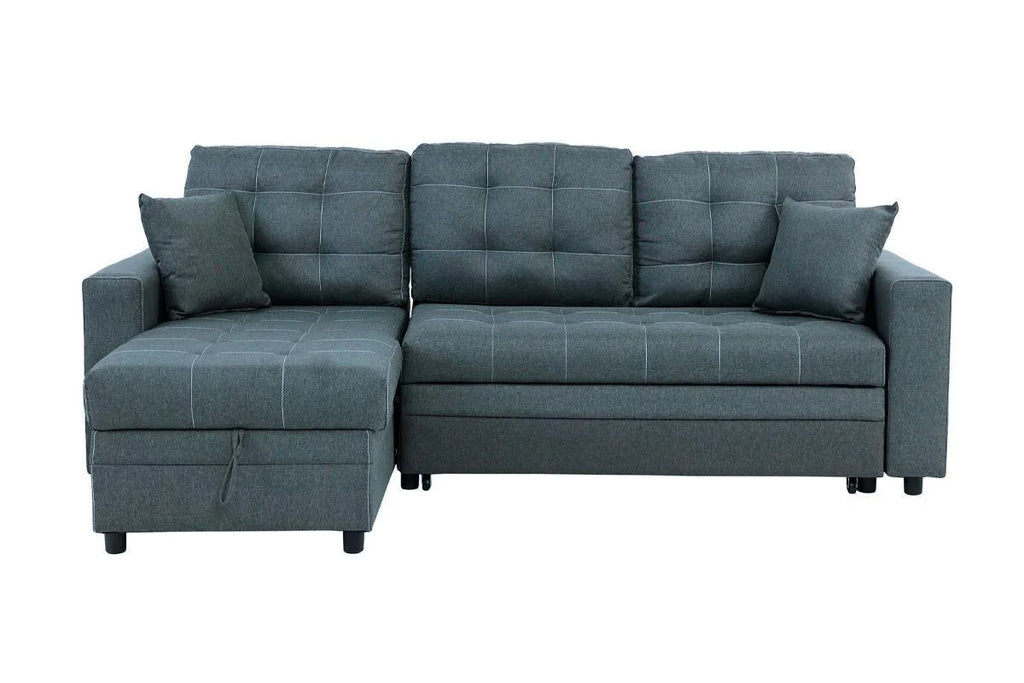 Blue Grey Convertible Sectional Sofa Chaise L708