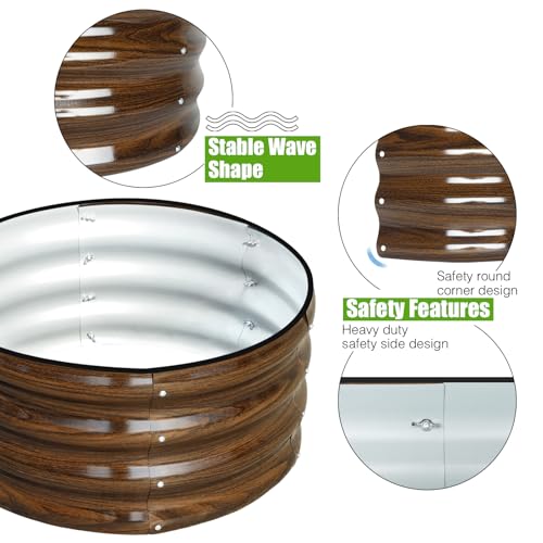 3 Pcs 2x2x1ft Round Galvanized Metal Raised Garden Bed J192974