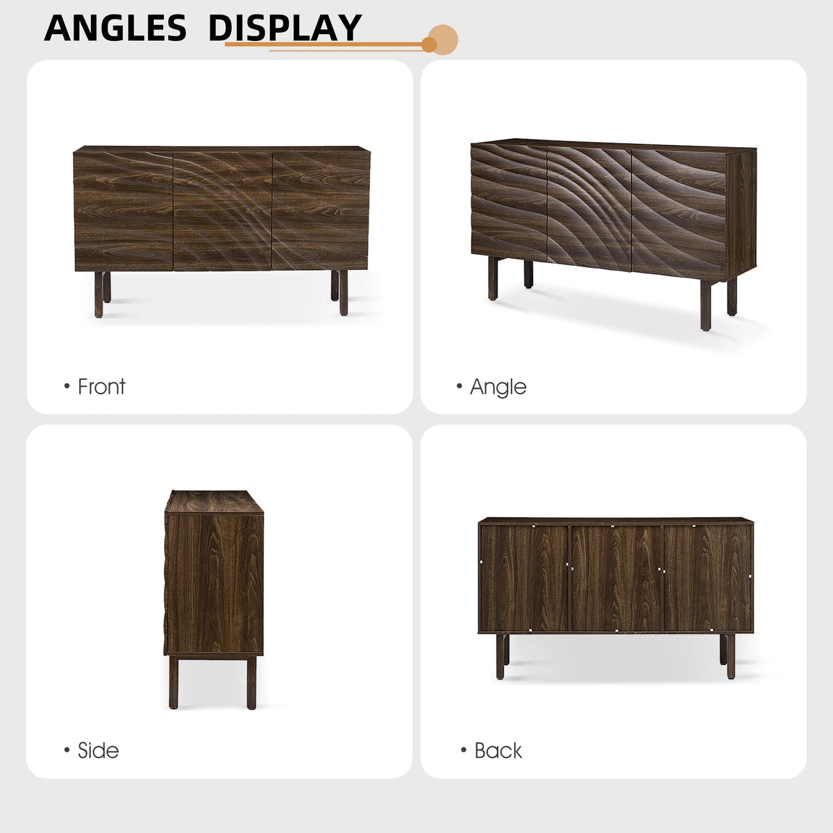 45'' 3 Door Wooden Sideboard Buffet T474