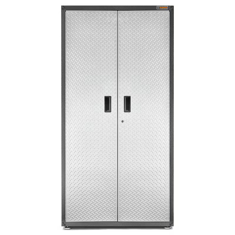 Steel Freestanding Garage Cabinet in Silver Tread I41039