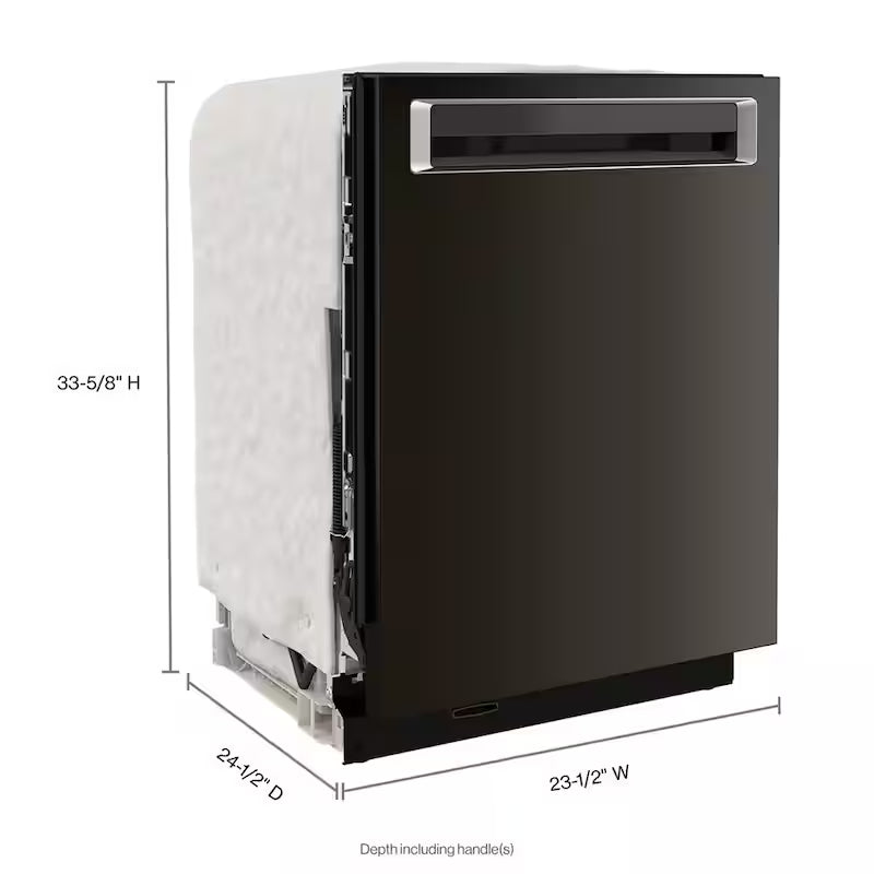 Black Stainless Built-in Dishwasher with Stainless Steel Tub and Third Level Rack X65058