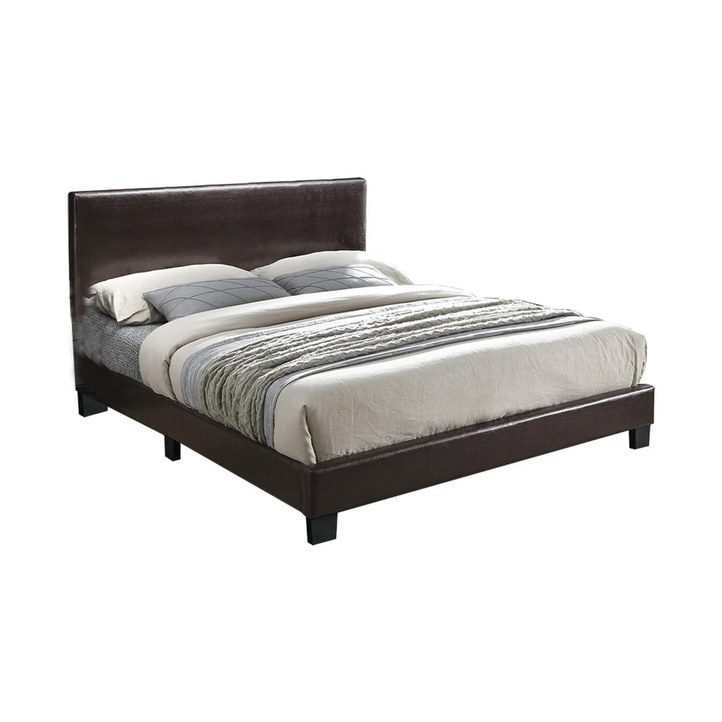 Faux Leather Upholstered Bed Brown Queen P60651