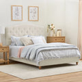 Upholstered Diamond Tufted Platform Bed, Twin, Oat K688