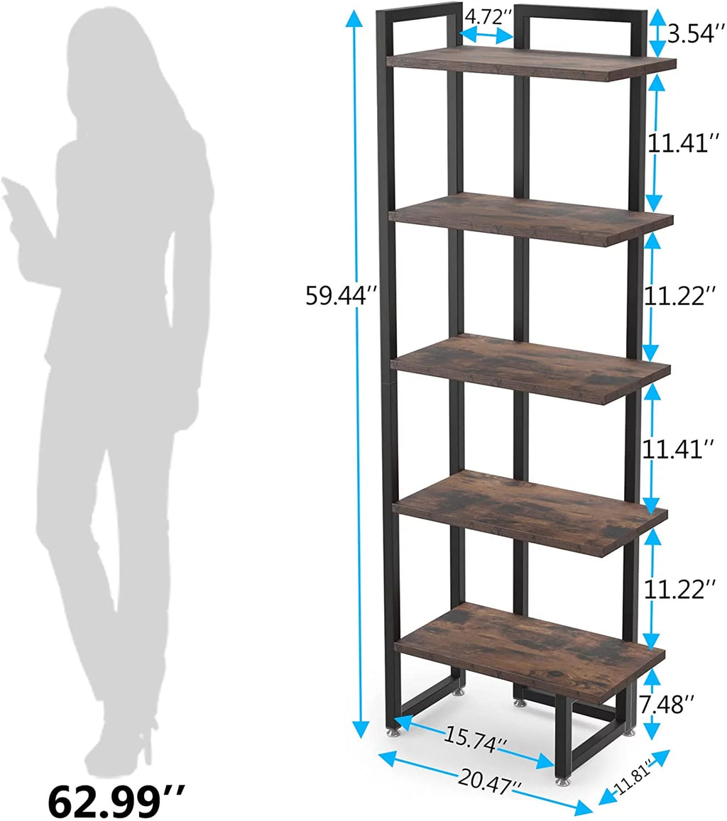 5 Tier Wood Corner Bookshelf V762