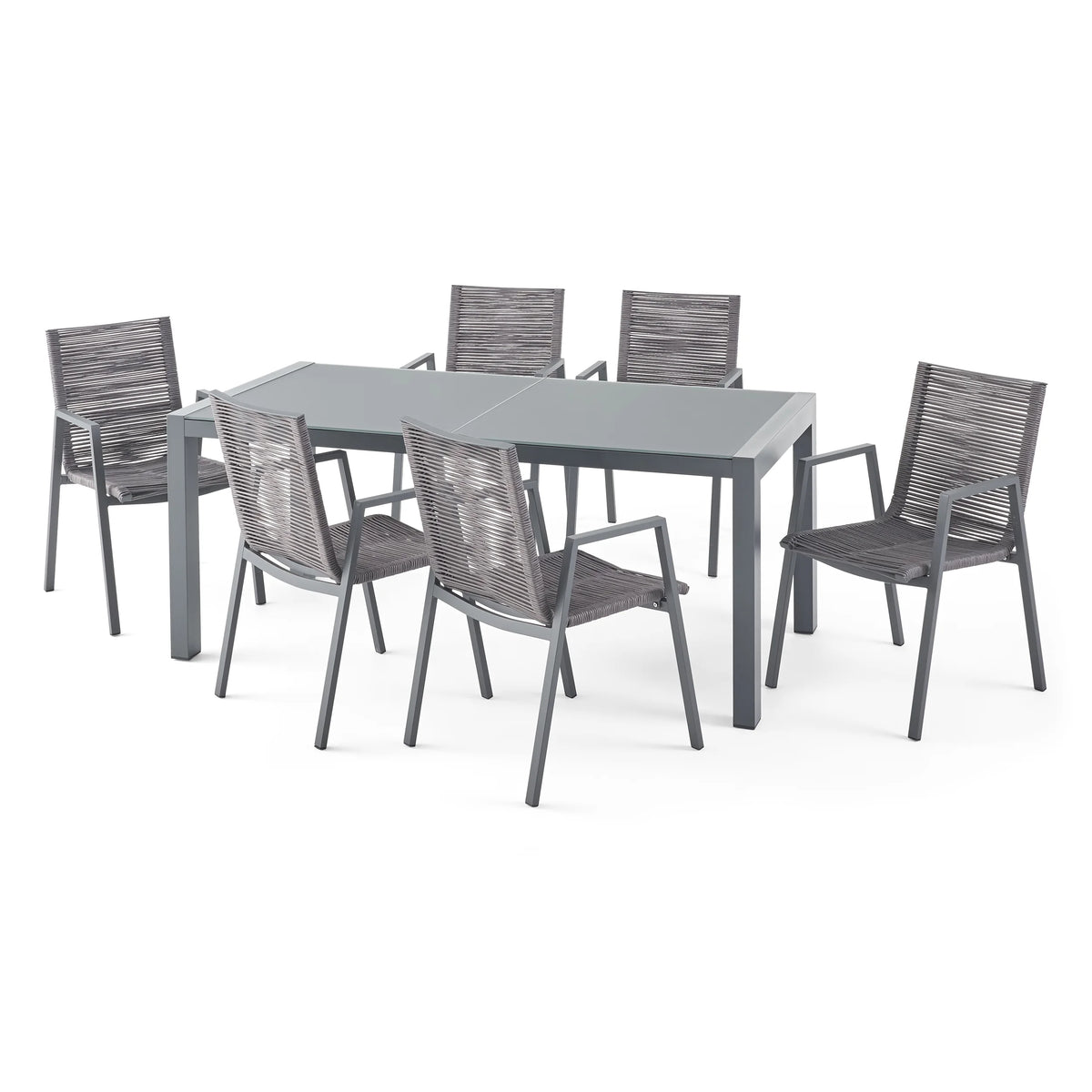 6 Seater Aluminum Dining Set with Tempered Glass Top N1902