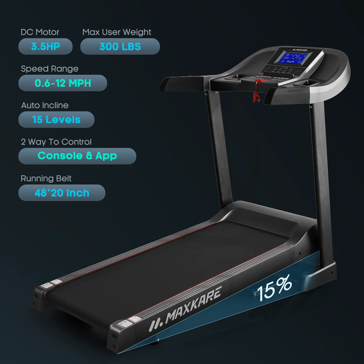 3.5HP Folding Treadmill with Auto Incline I544571
