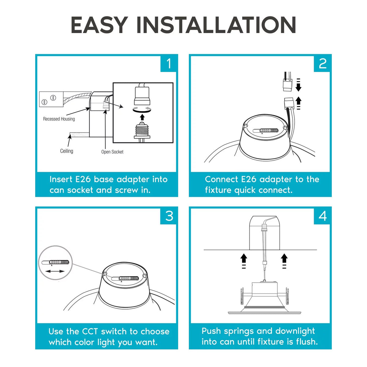 5/6 inch LED Recessed Retrofit Downlight 4-Pack X629641