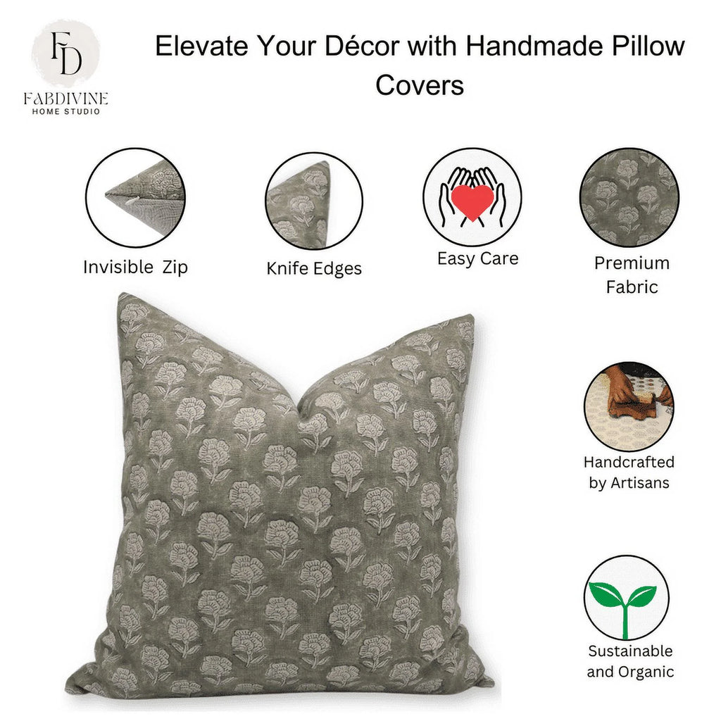 22x22 Inch Thick Linen Decorative Throw Pillow Cover V2494
