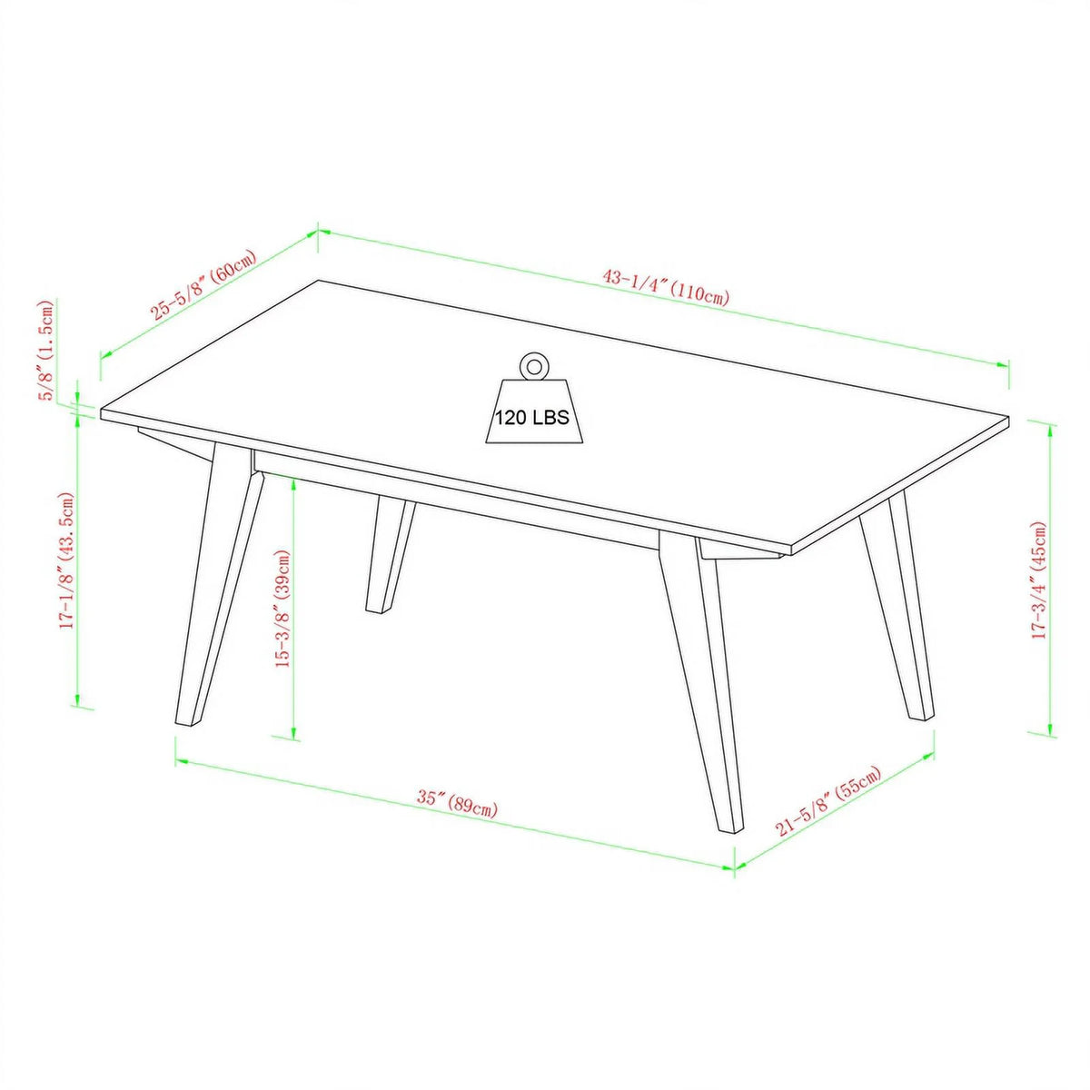 43" Solid Wood Coffee Table A512