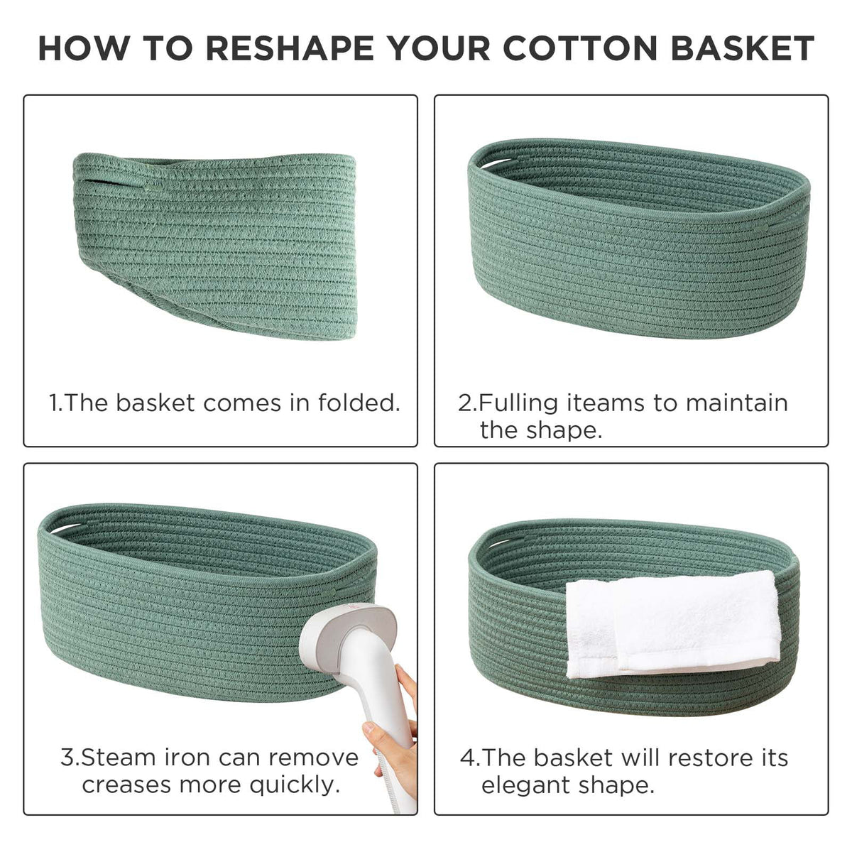 Cotton Rope Storage Baskets with Handles Set of 3 B414