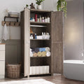 Light Rustic Oak Storage Cabinet with Hanging Rod W654