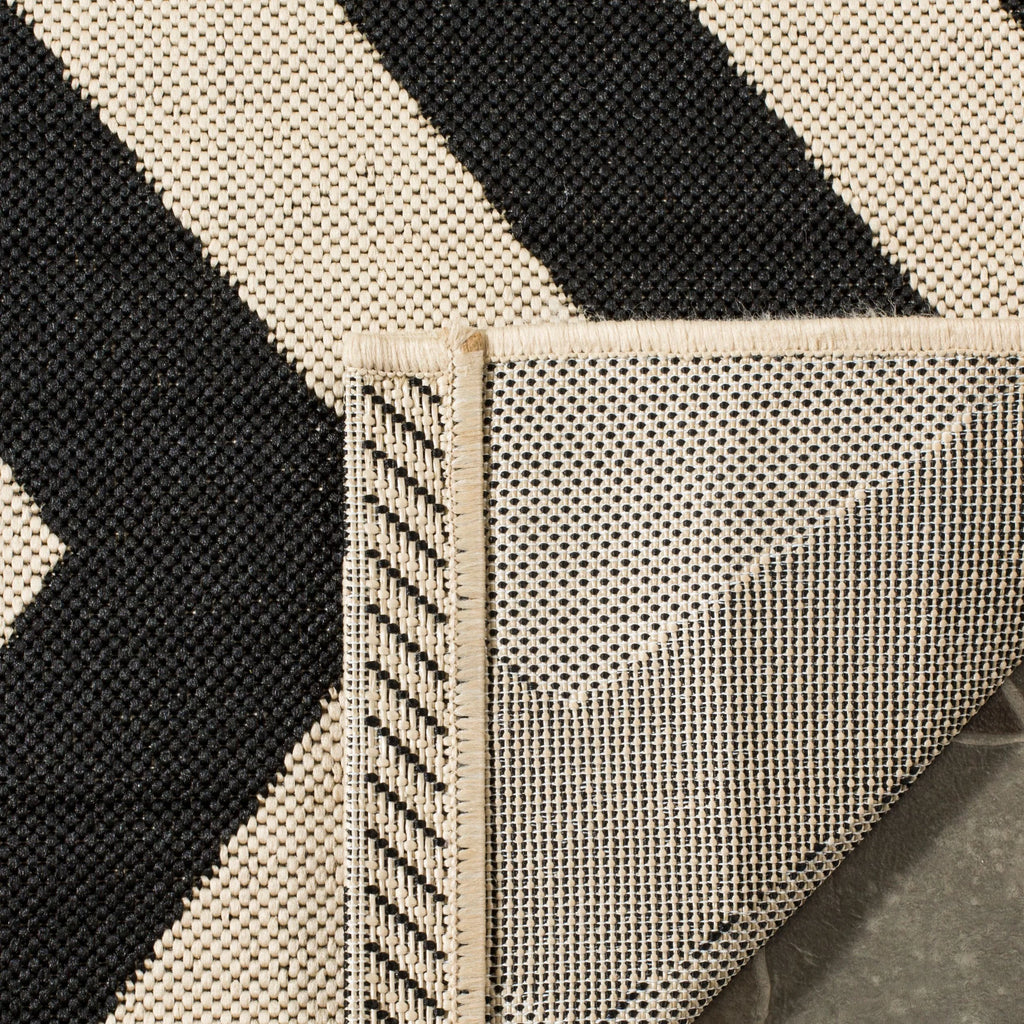 Black Beige Round Indoor/Outdoor Area Rug G995072