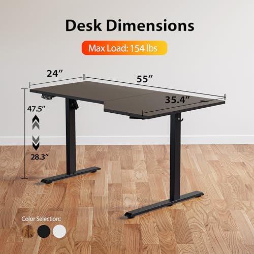 L-Shaped 55 Inches Height Adjustable Electric Standing Desk H27912