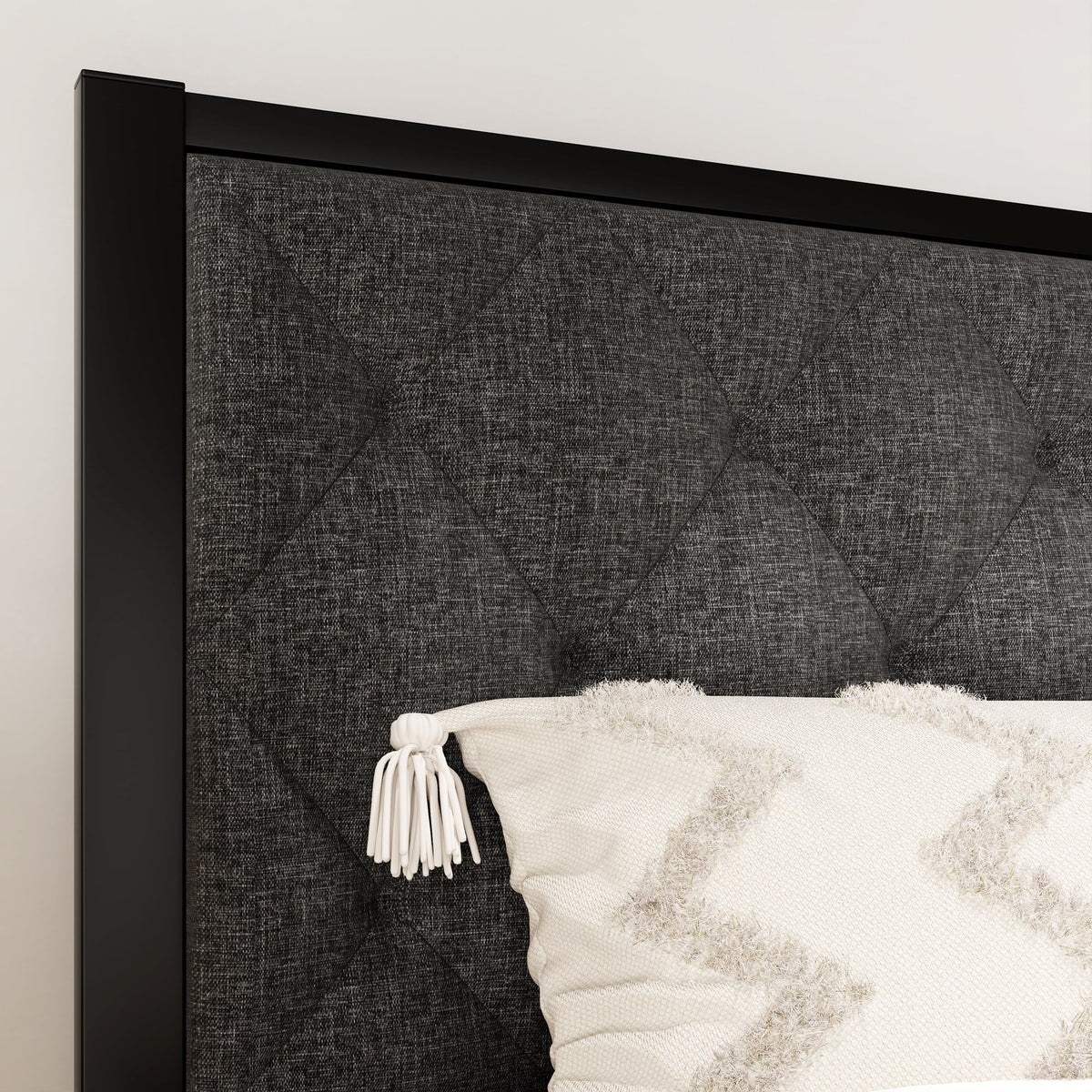 Queen Size Metal Platform Bed Frame with Headboard & Underbed Storage E279964