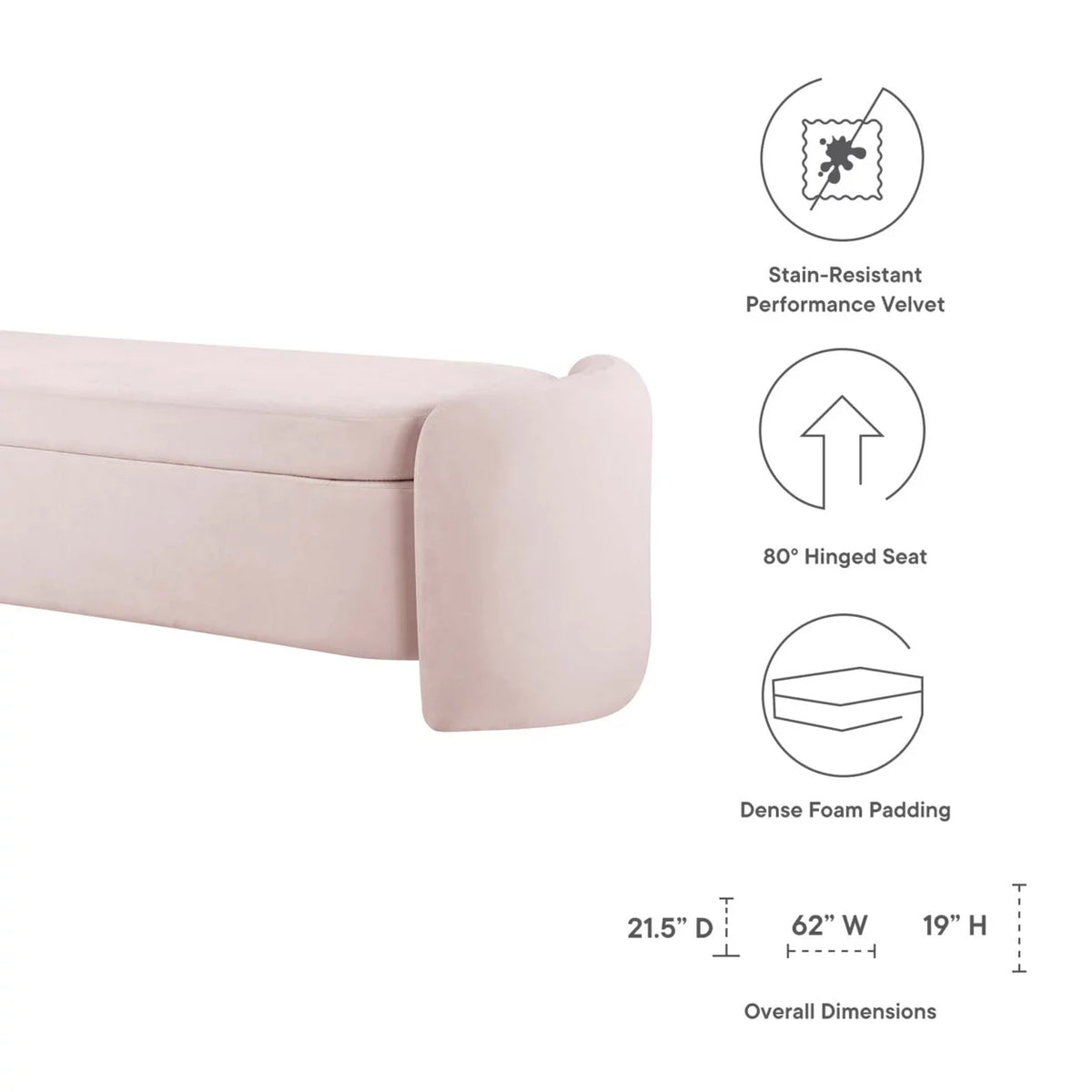 Pink Performance Velvet Bench F7060