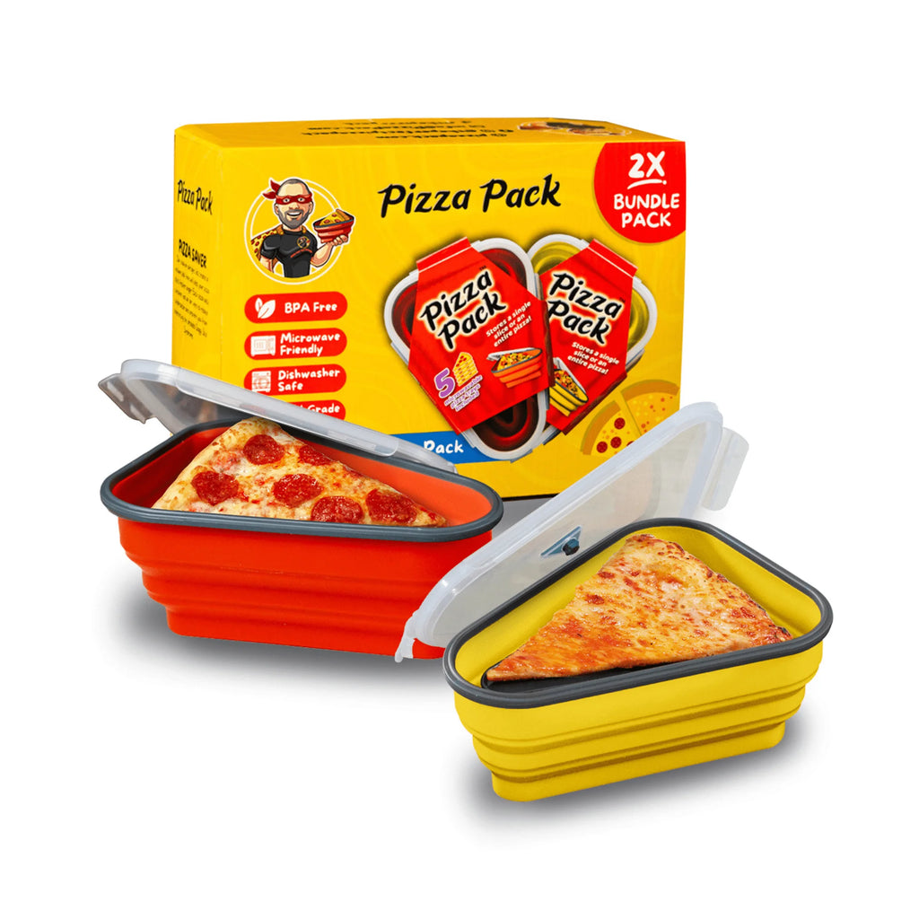 Reusable Pizza Storage Container with 5 Microwavable Serving Trays, 2 Pack D13236
